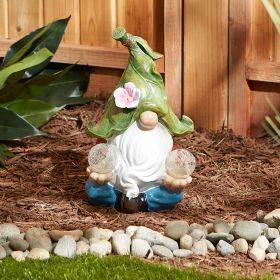 GNOME MEDITATING SOLAR STATUE