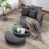 Orisfur. 360° Swivel Accent Barrel Chair with Storage Ottoman & 4 Pillows, Modern Linen Leisure Chair Round Accent for Living Room