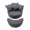 Orisfur. 360° Swivel Accent Barrel Chair with Storage Ottoman & 4 Pillows, Modern Linen Leisure Chair Round Accent for Living Room