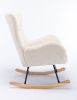 Teddy Fabric Padded Seat Rocking Chair With High Backrest And Armrests