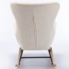 Teddy Fabric Padded Seat Rocking Chair With High Backrest And Armrests