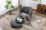 Orisfur. 360° Swivel Accent Barrel Chair with Storage Ottoman & 4 Pillows, Modern Linen Leisure Chair Round Accent for Living Room