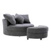 Orisfur. 360° Swivel Accent Barrel Chair with Storage Ottoman & 4 Pillows, Modern Linen Leisure Chair Round Accent for Living Room