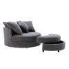 Orisfur. 360° Swivel Accent Barrel Chair with Storage Ottoman & 4 Pillows, Modern Linen Leisure Chair Round Accent for Living Room