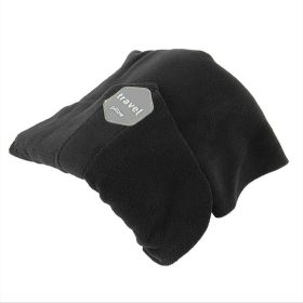 Travel U-shaped Pillow Portable Afternoon Nap Pillow Warm Outdoor Fleece-lined Neck Protection Cervical Pillow (Option: Black-Free Size)