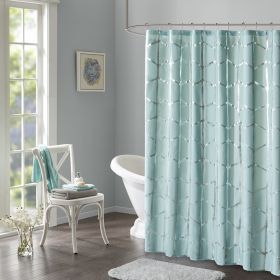 Raina Printed Metallic Shower Curtain (Color: as Pic)