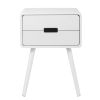 Wood Nightstand End Side Table with Drawer & Solid Wood Legs for Living Room, Bedroom